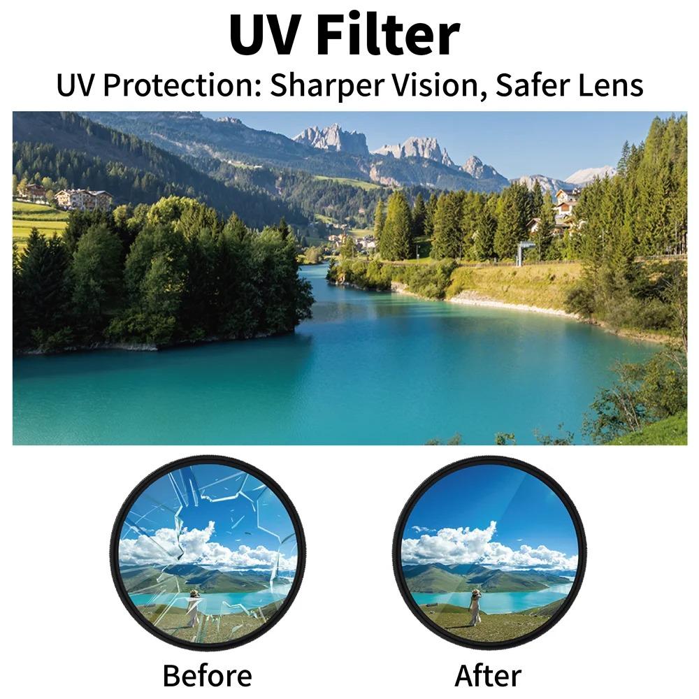 Uv+cpl+fld 3-in-1 Objektivfilter-Set 49mm-77mm Mit Tasche Für Canon Nikon Sony Pentax Kameraobjektive