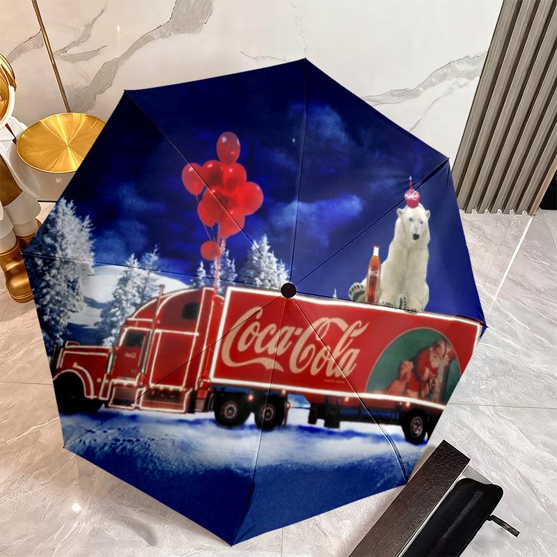 Christmas Gift Halloween Theme Bear Truck Coca Cola umbrella is suitable for all seasons, including home travel and outdoor activities Y3