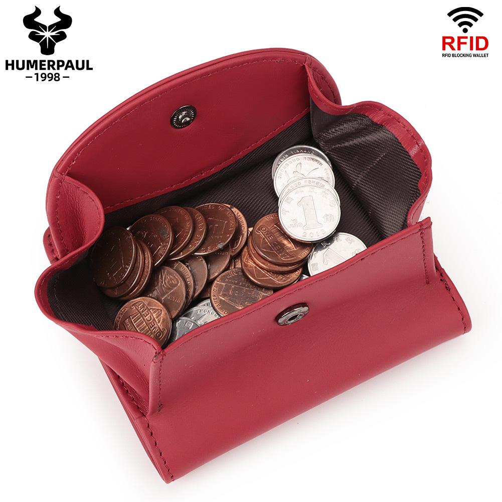 Humerpaul Ladies Clutch First Layer Cowhide Wallet Thin Wallet Large Capacity Coin Bag with Photo Window Coin Purse