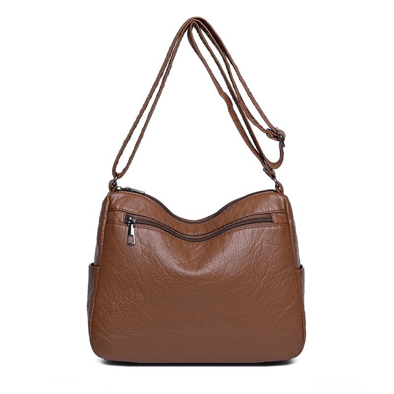 Soft Leather Multi-Layer Crossbody Bag Women's Bag Middle-Aged Mother's Bag