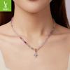 Purple Splendid Crystal Necklace Female Romantic Elegance S925 Sterling Silver Diy Crystal Necklace