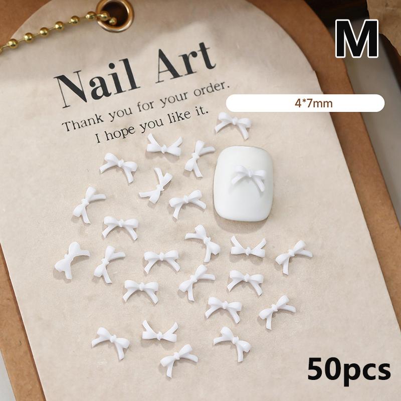 50Pcs Mini Bow Nail Charms Bulk Mix 3D Bowknot Nail Art Decoration Accessories For Diy Manicure Korean Design