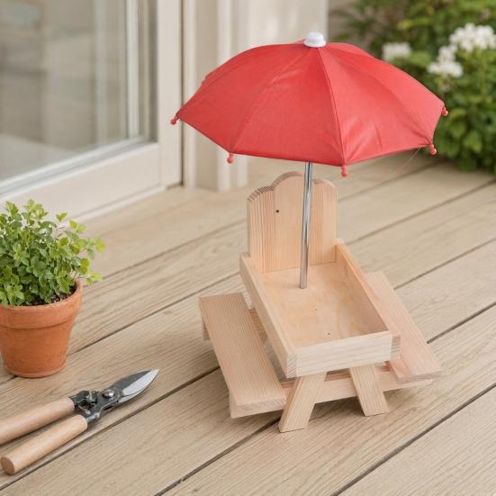 Baizihuahu Squirrel Feeder with Umbrella, Feeders for Outside, Picnic Table Feeder, Chipmunk Hold Corn, Corn Cob, Peanut Garden Yard Patio Tree Decor