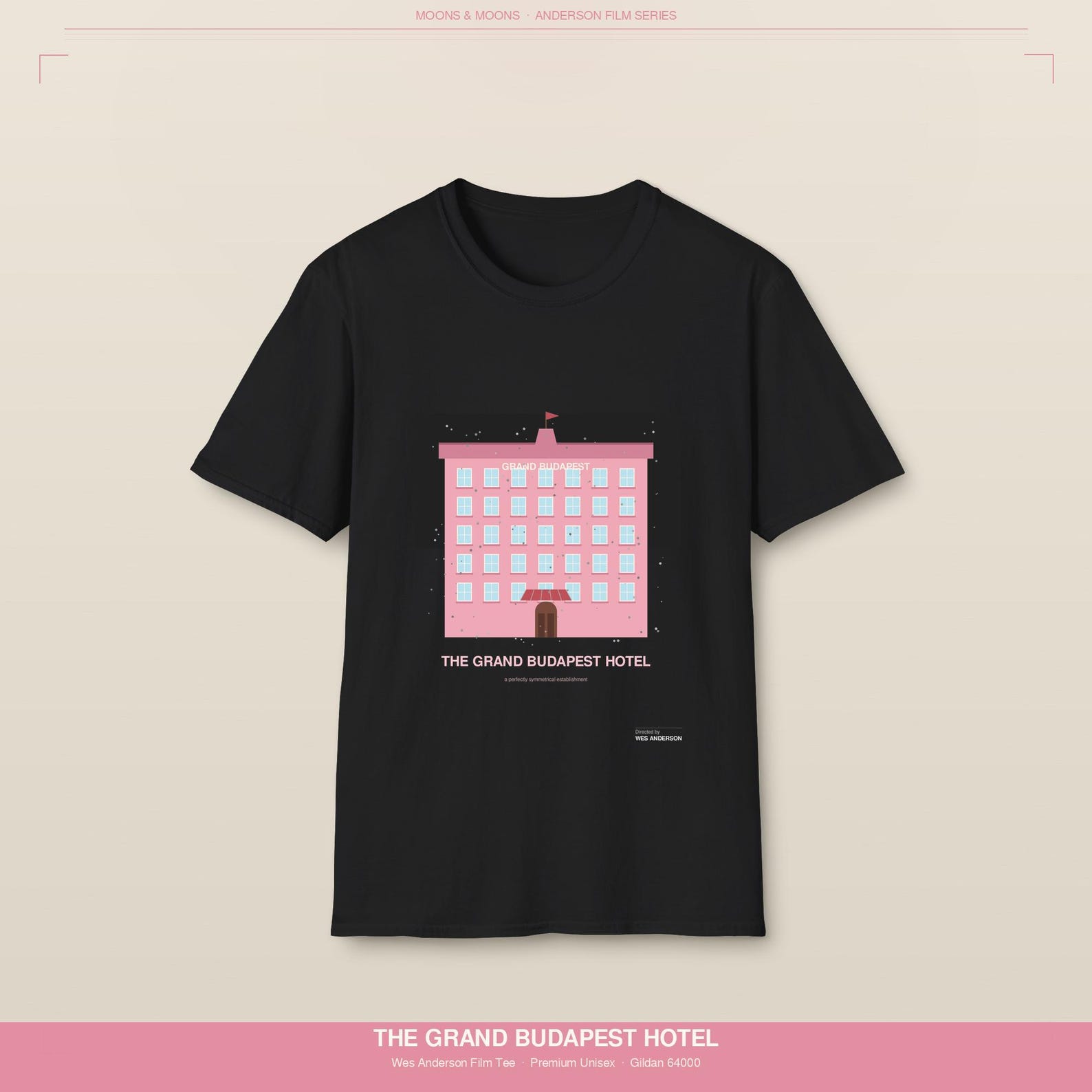 Grand Budapest Hotel Tshirt Wes Anderson Film Tee | Pink Hotel Symmetry Movie Shirt XL