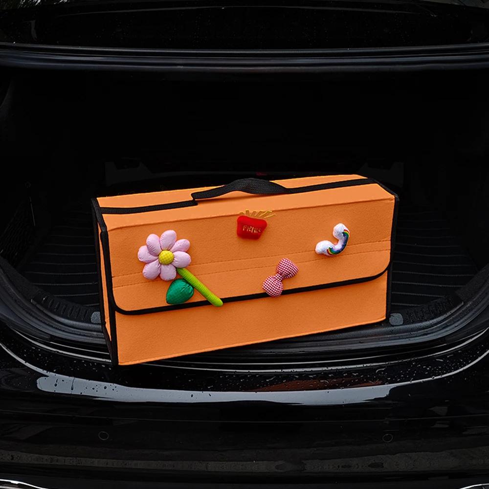Large Anti Slip Compartment Boot Storage Organizer Tool Car Storage Bag Car Trunk Organizer Soft Felt Storage Box Accessories