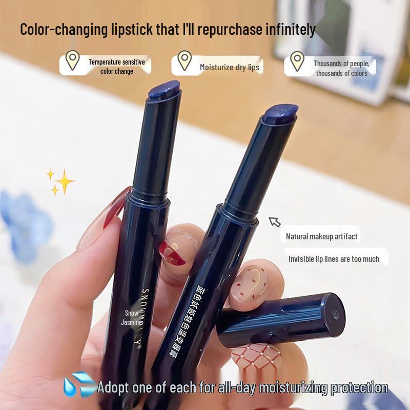 SNOWMOLLY Blue Enchantress: Moisturizing Color-Changing Lipstick with Temperature-Activated Tint.
