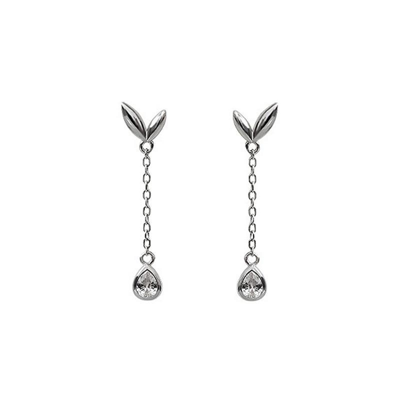 

Japanese-inspired Copper Leaf Earrings With Beautiful Zircon Stone Inlay