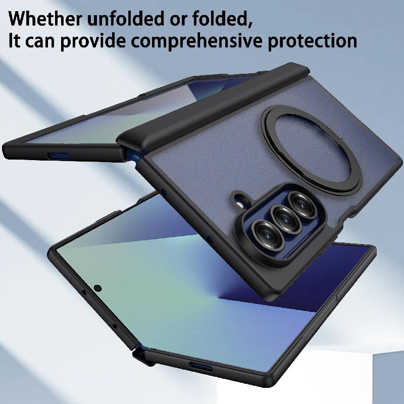 Minimalist 360° Rotating Drop-Proof Case for Samsung Z Fold7: Anti-Scratch PC Hard Cover