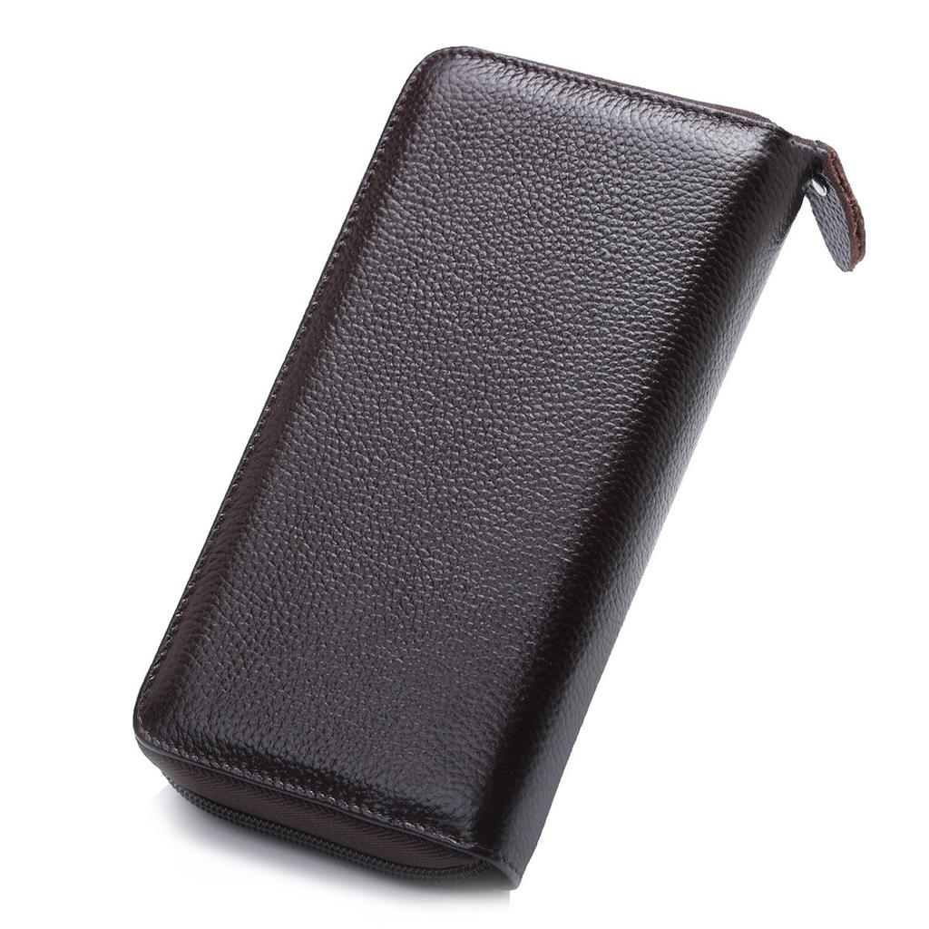 Leather Blocking Wallet Long Zipper Handbags Purse Large Capacity Card Holder Wallet