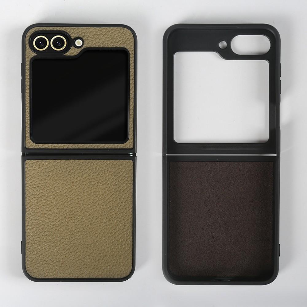 

Luxury Genuine Leather Case for Samsung Galaxy Z Flip6 Cases for Galaxy Z Flip 6 Phone Cover Litchi Pattern Cowhide Coque Shell Samsung Z Flip6