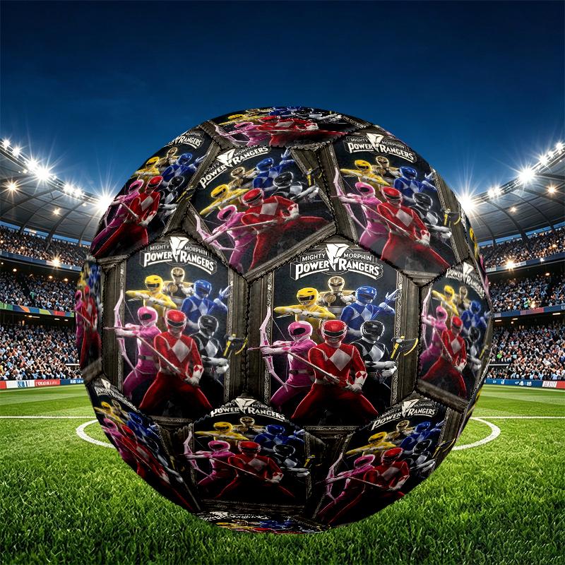 Mighty Morphin Power Rangers Print Size 5 Soccer Ball, PU Wear Resistant Football for Match Training and Daily Practice, Birthday Gift for Soccer Fans