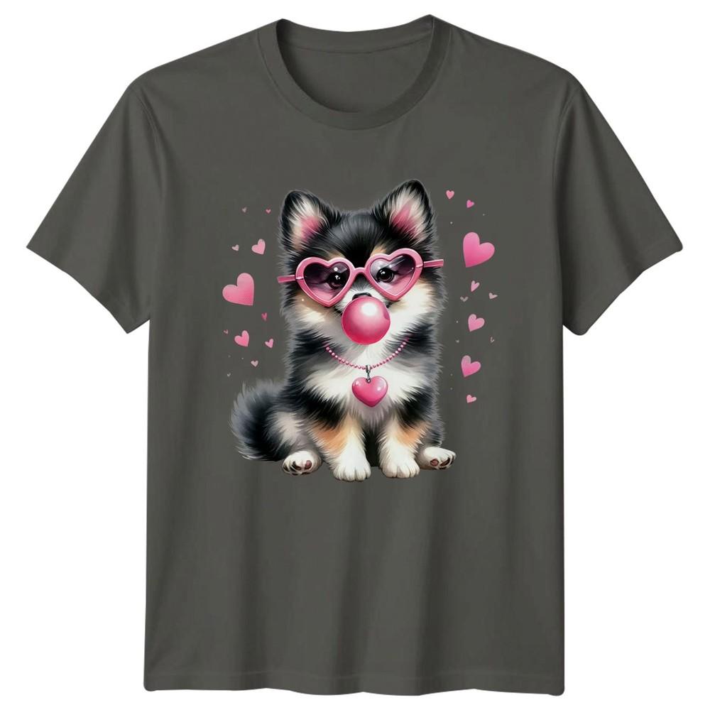 Puppy Heart Sunglasses Valentines Day Graphic Tee Unisex Unisexs TShirt Unisexs Tee S