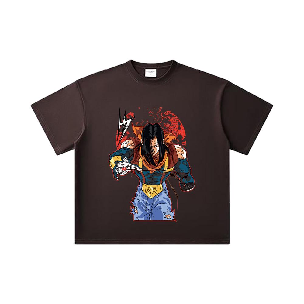 260 GSM Double Yarn 32 Count 100% Cotton Dragon Ball V48 Android 17 Print Unisex Heavy Cotton T Shirt