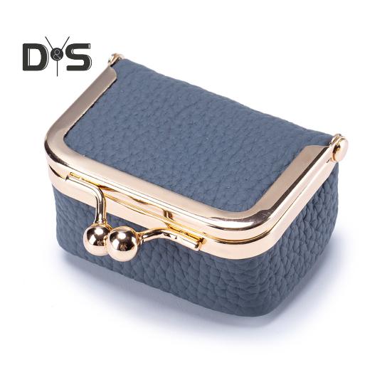 Кошелек для монет маленькая сумка для украшений искусственная кожа золотая застежка-клипса серьги кольца ожерелье органайзер ретро-компактный футляр для украшений синий 980₽