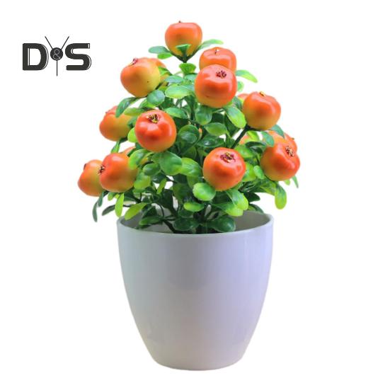 Künstliche Topfpflanzen, realistischer gefälschter Mini-Obstbaum, Tischdekoration für Zuhause und Büro, Grünpflanzen aus Kunststoff im Topf, Bonsai, Dekoration für drinnen und draußen