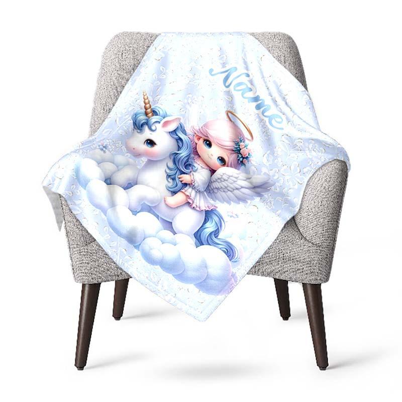 Unicorn And Girl Customize Your Name Blanket Used For Chair Office Sofa Bed Camping Soft And Warm Giving Friends And Relatives Birthday Graduation