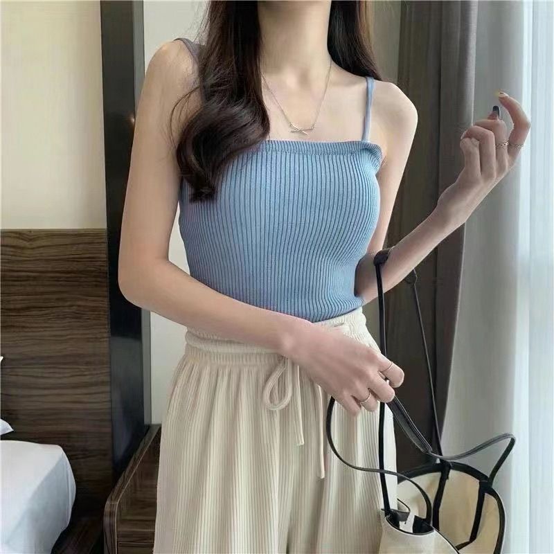 Ice Silk Camisole Sleeveless Vest for Women To Wear Outside In Summer Slim Versatile Basic Top Thin Breathable Undershirt
