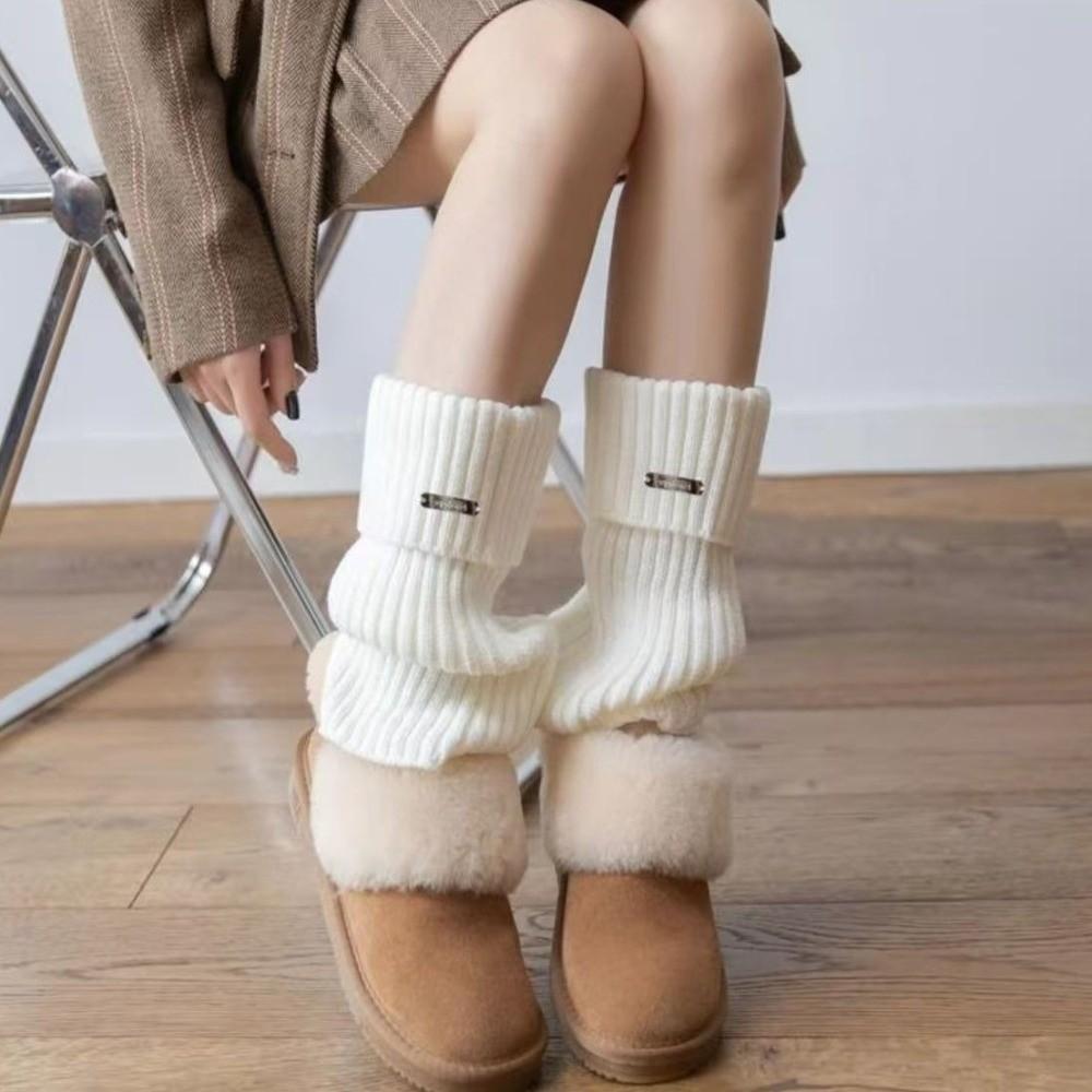 Y2K Lolita Leg Warmers Cotton Wool Foot Cover Cute Stacked Socks Women