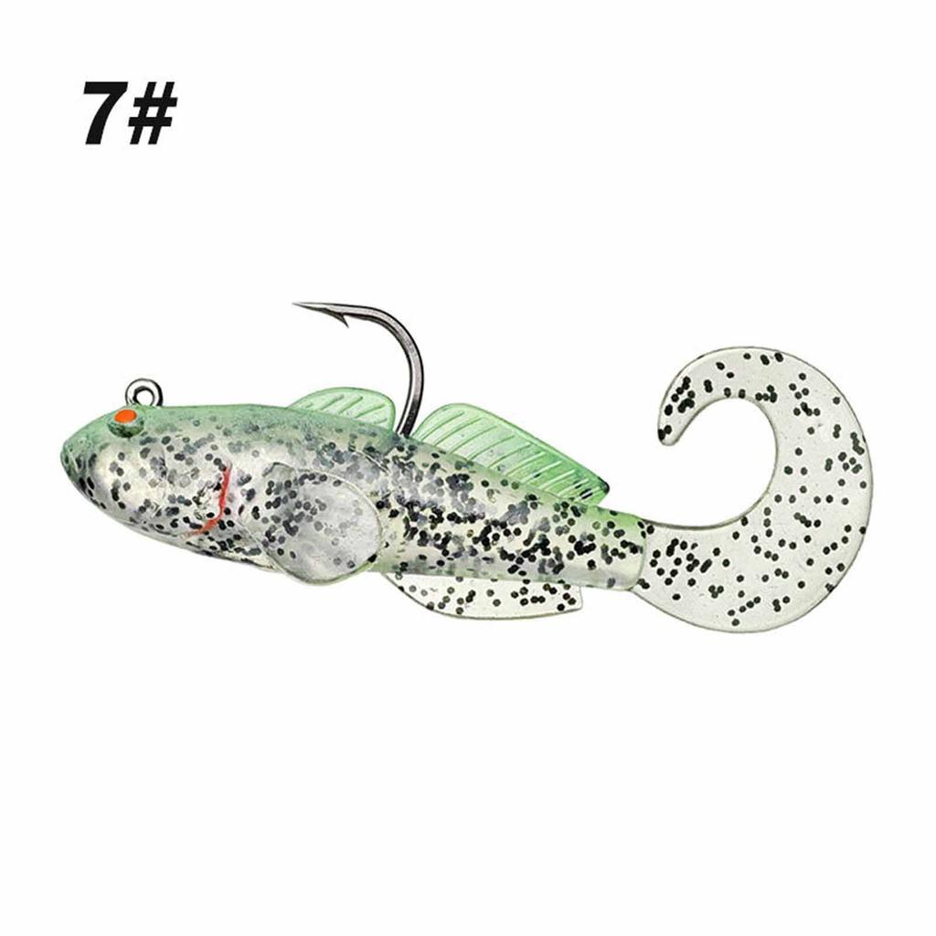 Barbless Single Hook Soft Fishing , Fish Tail Imitation for Bass & Fishing