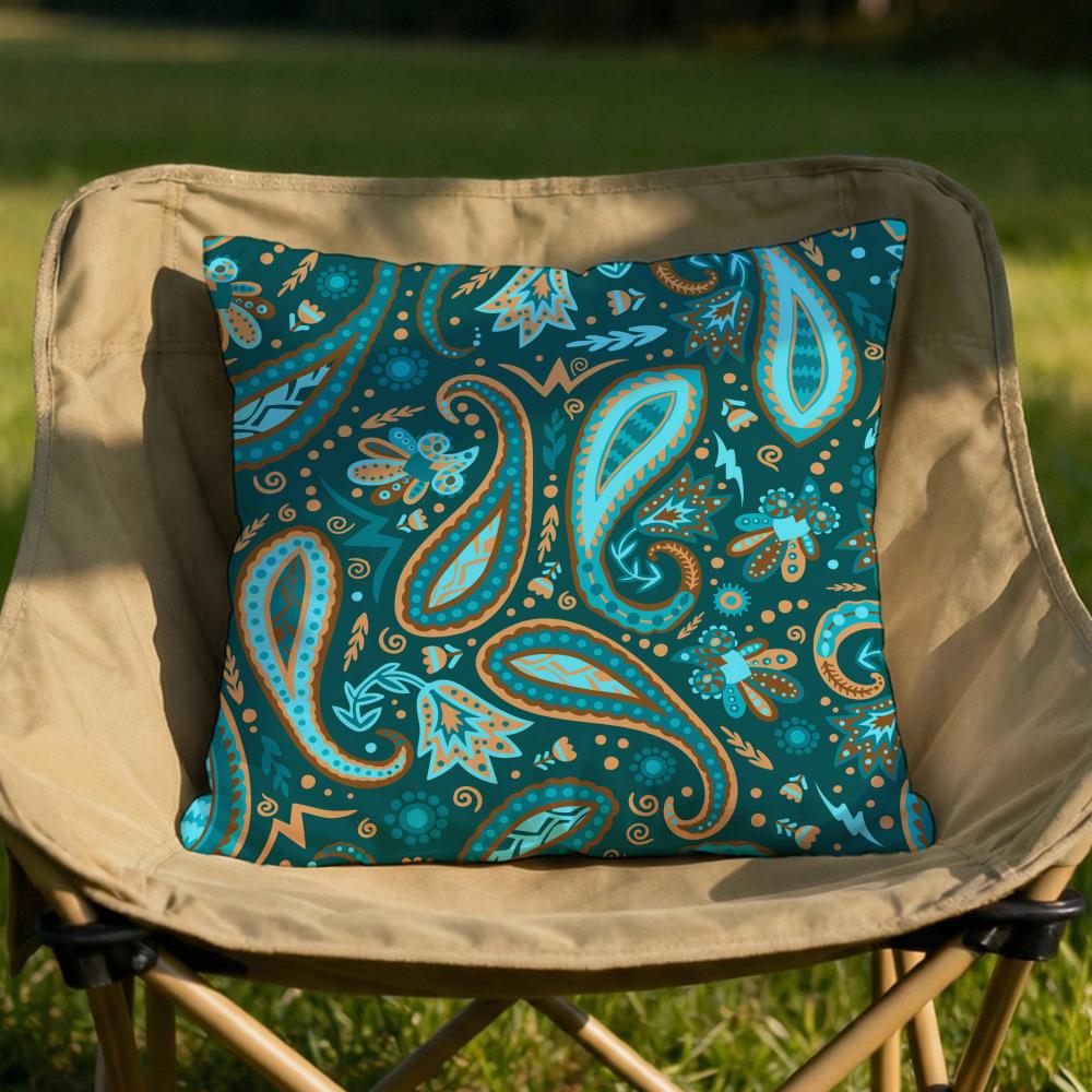 Color Paisley Pattern Cushion Cover Soft Reversible  Durable Pillow Cover  MultiScene Use for Home  Car Daily Comfort