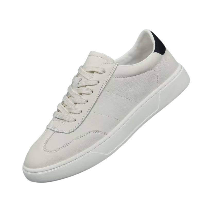 Cross-Border By Korean Version Trend Summer New Breathable White Platform Leather Casual Sports Shoes White Shoes Men'S Board