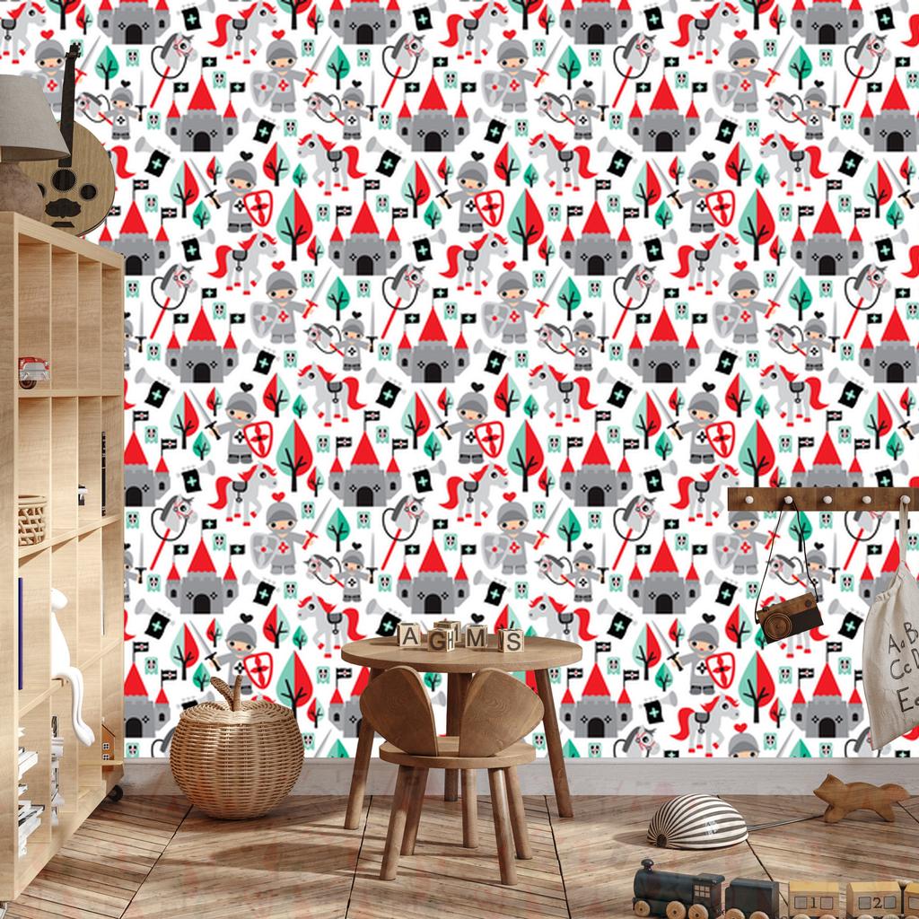 Fairy Tale Knights Horses and Trees Wallpaper for Living Room and Bedroom 50x1000