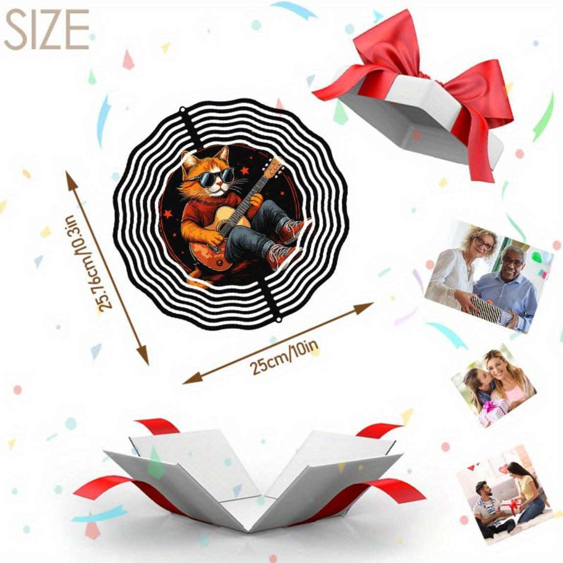 

Металлический колокольчик ветра с дизайном кота, играющего на гитаре, декор для дома и улицы на Хэллоуин, Рождество, День благодарения, прочное кинетическое искусство, музыкальная тема, подарок