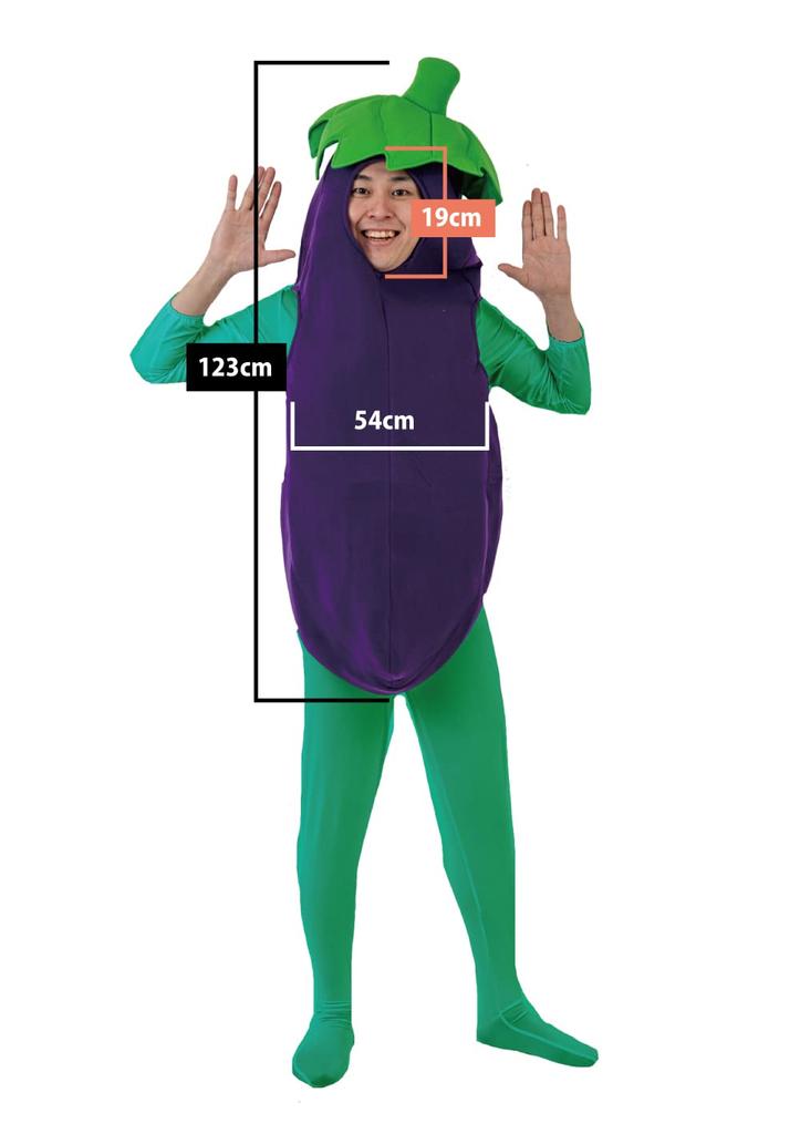022AM Foolish Eggplant Full Body Tights Set Full Body Tights Eggplant Kigurumi Costume for Cultural School Adult Funny Event [Lucan] [Natural,