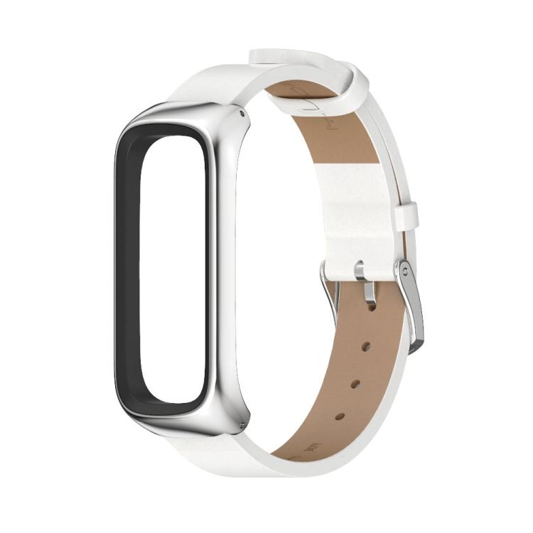 For Samsung Galaxy Fit 2 MIJOBS Metal Case Microfiber Leather Watch Band