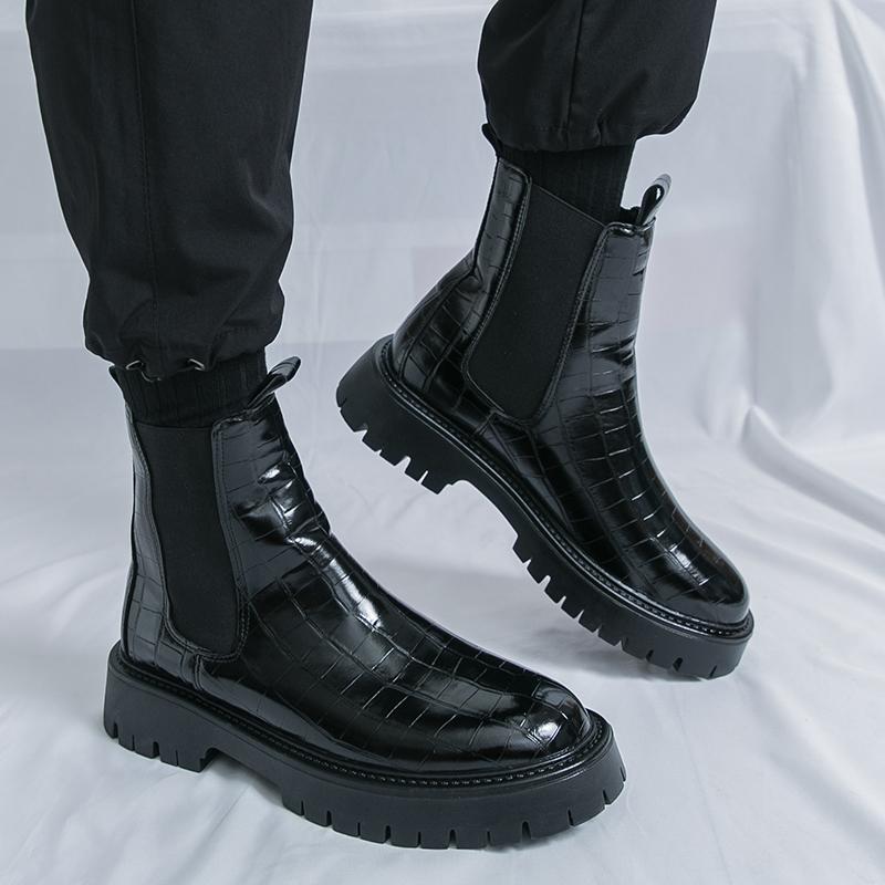 Men'S Thick Soled Boots Fashion Autumn And Winter Styles Work Business Office Outdoor Casual Trendy Leather Shoes 38-46 Hot