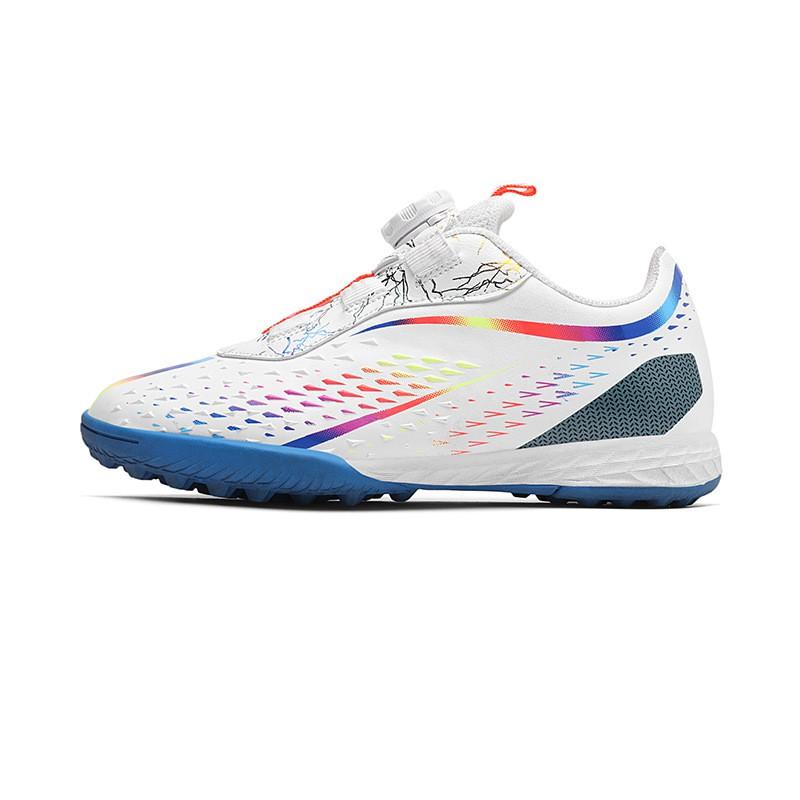 Kids Soccer Cleats TF Studs Turf Field Boys Girls Training Shoes With Hook Loop Closure Breathable Lightweight Colorful Student Soccer Cleats белый