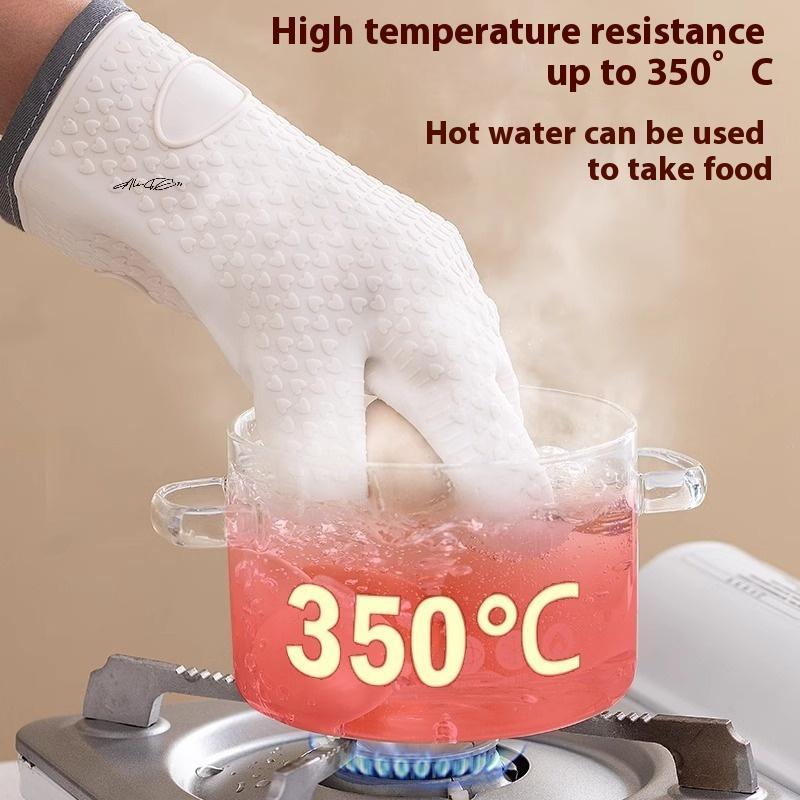 1Pc Anti-Scald Thickened Silicone Gloves Heat Resistant for Microwave Oven Baking BBQ Anti-Slip Heat Insulation Mitts