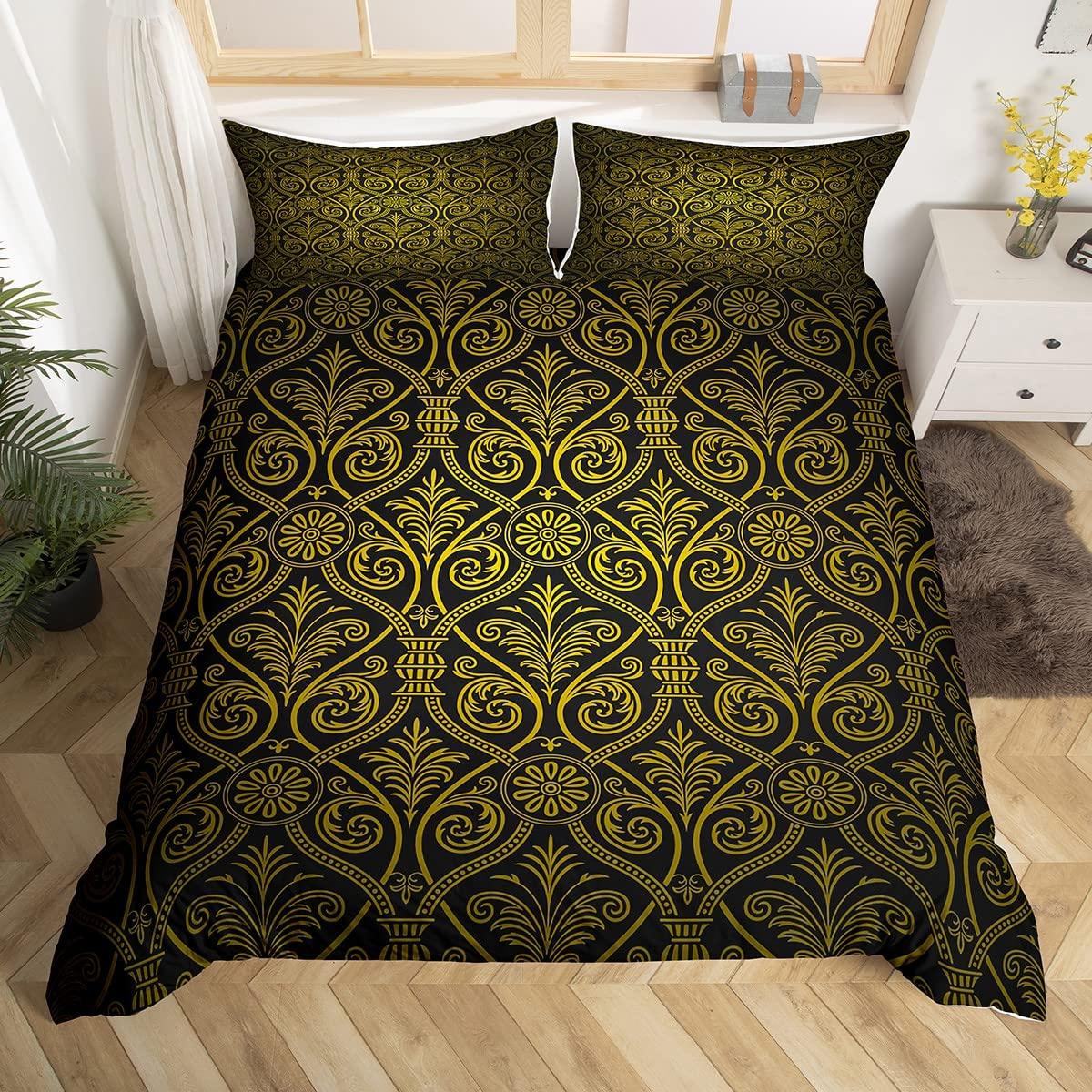 

Baroque Damask Soft Duvet Cover Twin King Gothic Boho Floral Beding Set European Victorian Style Geometric Flowers Warm Comforter Cover 135*200cm Eu-Single