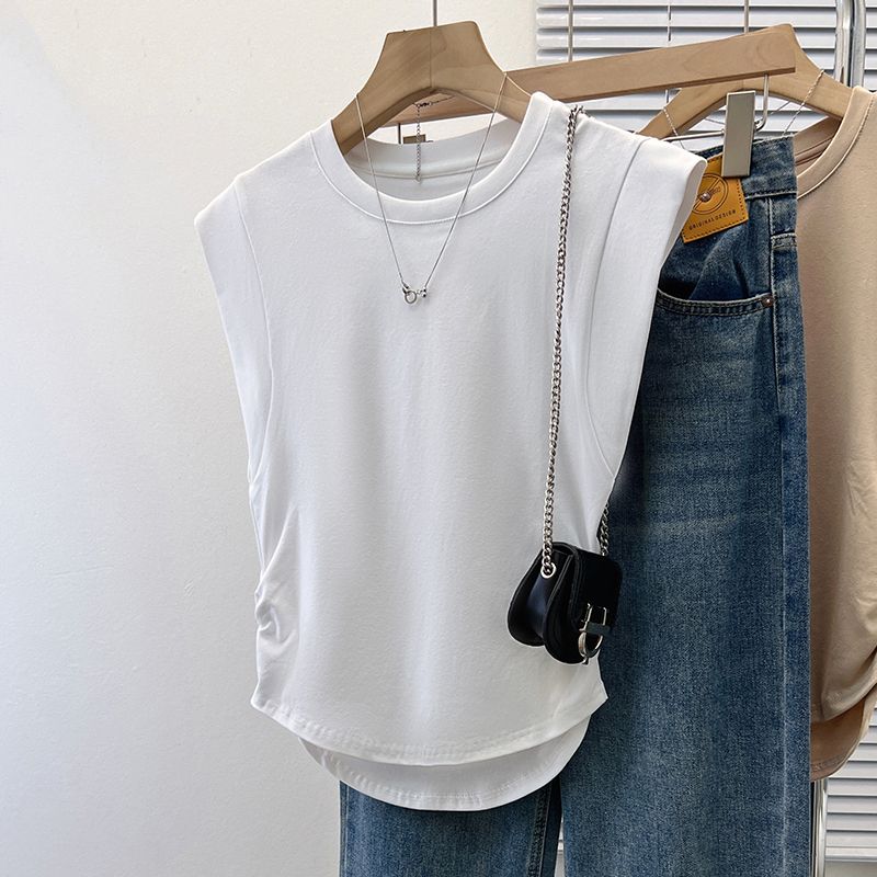 Stylish Flying Sleeve T-Shirt Summer New Arrival Women's Clothing French Chic Short Sleeve T-shirt Super Popular Waistcoat Half Sleeve Basic Style