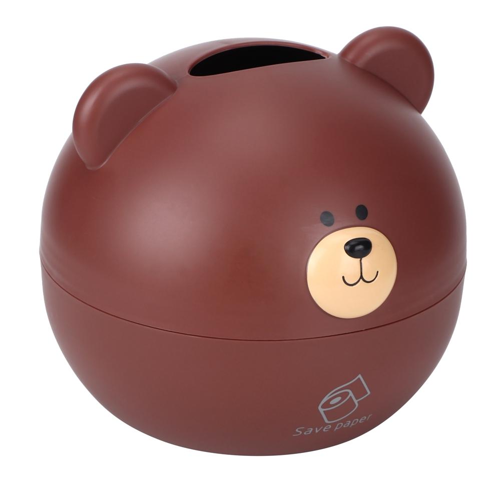 Household Cartoon Bear Multi Functional Tissue Storage Box Paper Towel Dispenser Case(Brown )