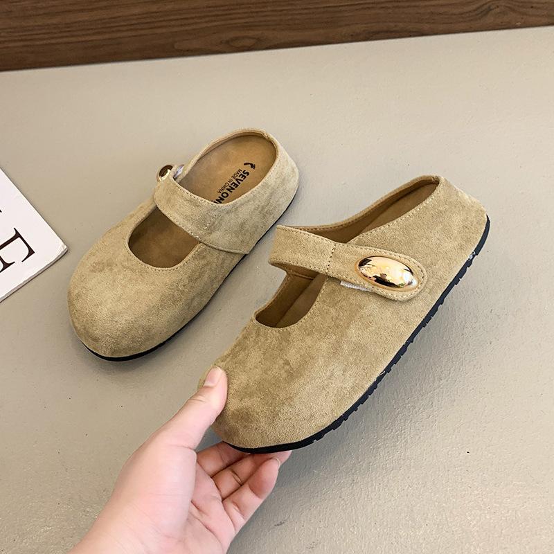 Niche retro baotou wearing half slippers women's spring and summer temperament with skirts Mary Jane