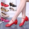 Female Dance Shoes with Soft Sole, Mid Heel, Dance Practice Shoes, Teacher's Four Season Ballroom Dance Two-point Shoes