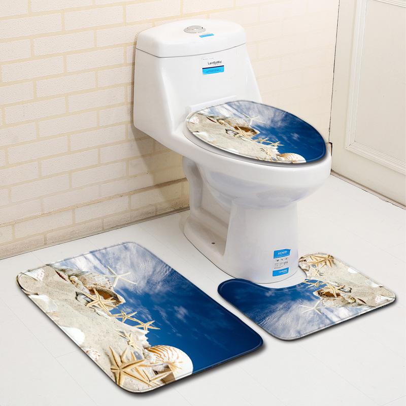Beach Bathroom Three-Piece Floor Mat Doormat Bathroom Carpet