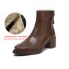 Krazing Pot Cow Skin Winter Round Toe Chunky Heels Motorcycle Boots Size 43 Zipper Women Platform Ankle Boots