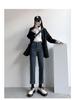 2025 Women's High-Waisted Straight-Leg Jeans, Versatile Korean Style, Loose & Slimming Nine-Point Fit for Spring & Fall