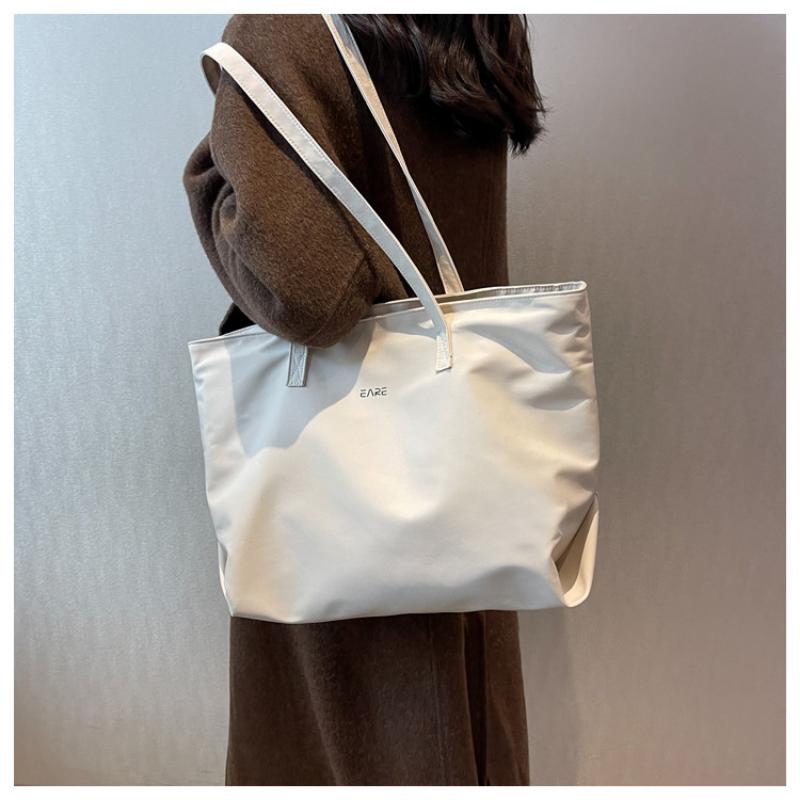 Solid Colored Cloth Bag Female Student Shoulder Bag Simple and Large Capacity Tote Bag Commuting Handbag