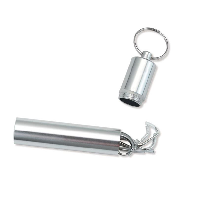 8-teiliges tragbares Edelstahl-Metall-Zahnstocherbeutel-Set, wiederverwendbar, mit Haltern