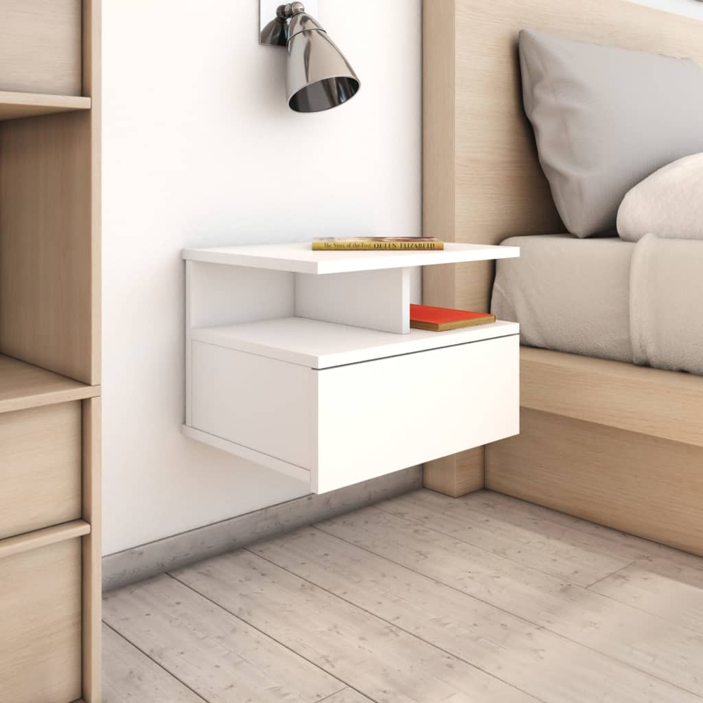 vidaXL Hängende Nachttische 2 Stk. Weiß 40 x 31 x 27 cm Holzwerkstoff anti-blitz weiße