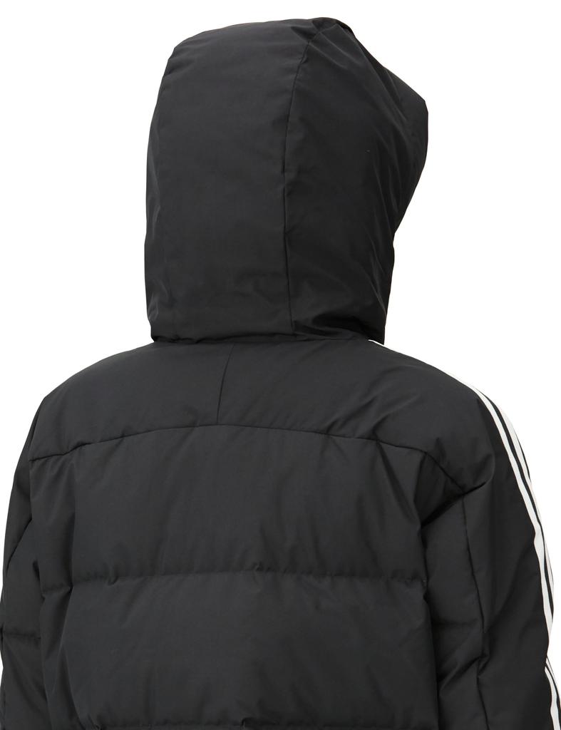 Adidas KOU12 Down Puffer Size Women's 3-Stripes Jacket, Black/White/Grey (IT8720), J/3XL