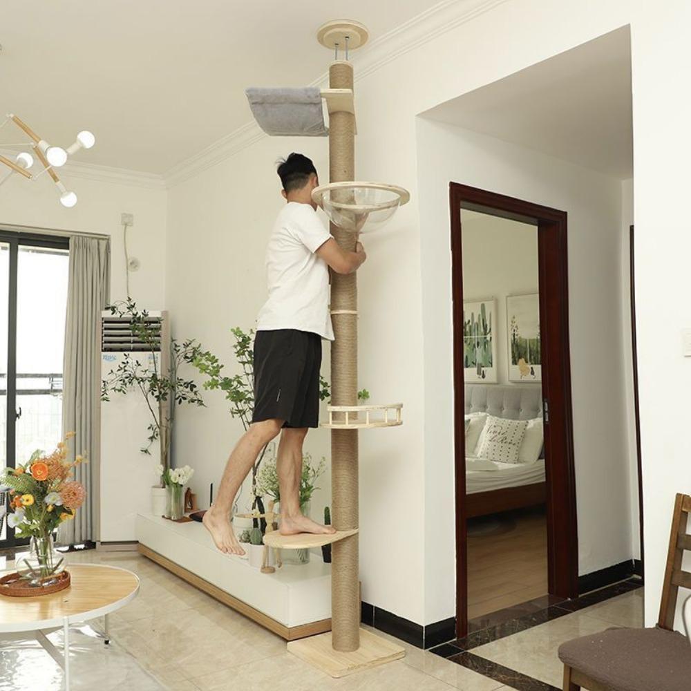 Tongtian pillar cat occupies a multi-layer integrated scratching column top and bottom space capsule cat frame cat small apartment hemp rope