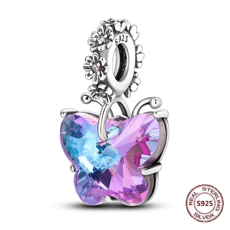 Chameleon Luminous Firefly Charm Fit  S925 Original Bracelets Butterfly S925 Silver Beads For DIY Jewelry Birthday Gift