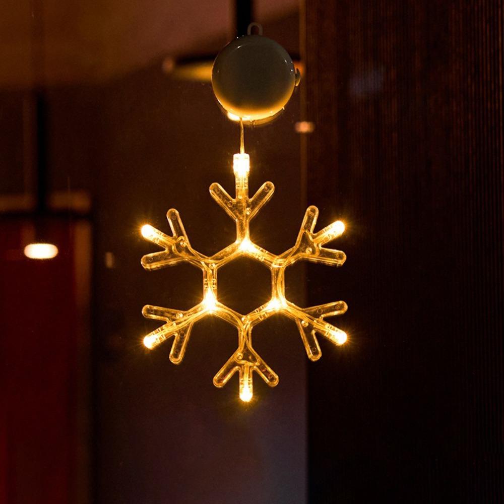 Suction Cup Snowflake Light Warm Light Christmas Decoration  Holiday Lighting