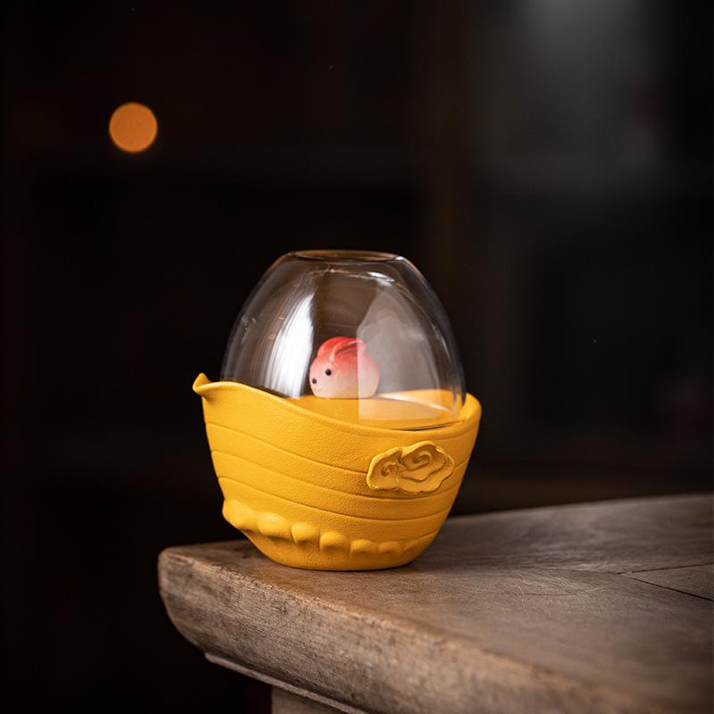 Kreatives Reise-Teeset mit Hasenmotiv: Kuaike-Tasse, eine Kanne, zwei Tassen, tragbares Outdoor-Teeset, Jadehase, der zum Mond fliegt