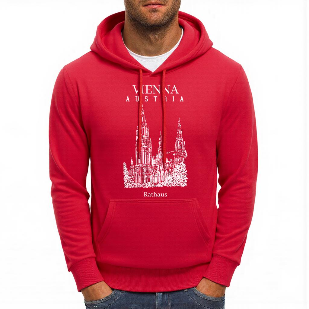 Vienna Austria Rathaus Printing Hoody Men Hip Hop Autumn Hoodies Pocket Fleece Sportswear All-Match Oversized Male Hoodie