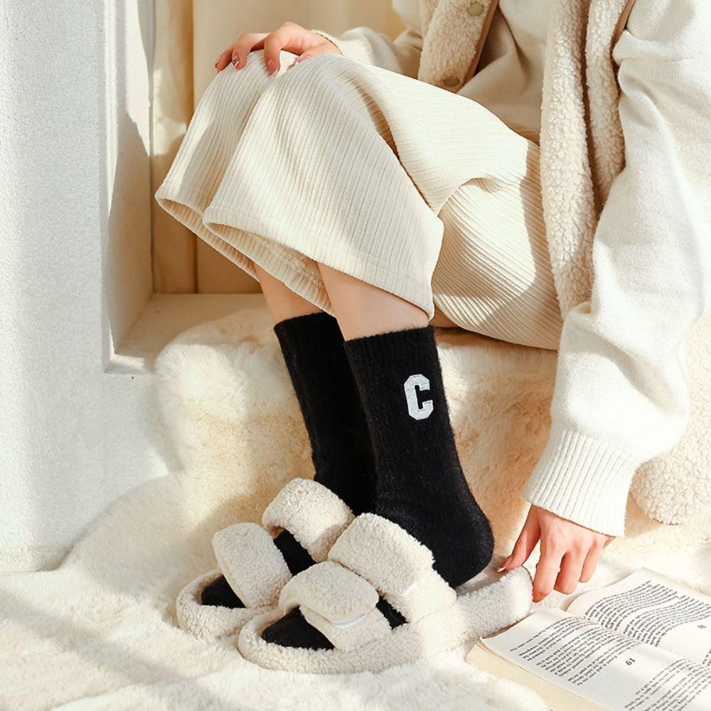 Polyester Wool Snow Boot Socks Solid Color Winter Warm Thick Socks Fashion Women Wool Socks  Women